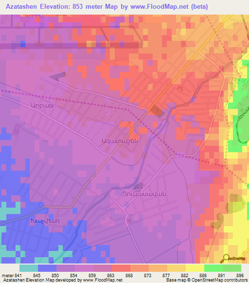 Azatashen,Armenia Elevation Map