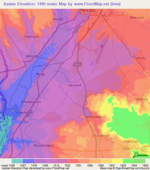 Azatan,Armenia Elevation Map