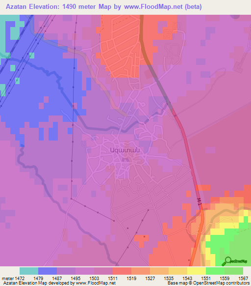 Azatan,Armenia Elevation Map