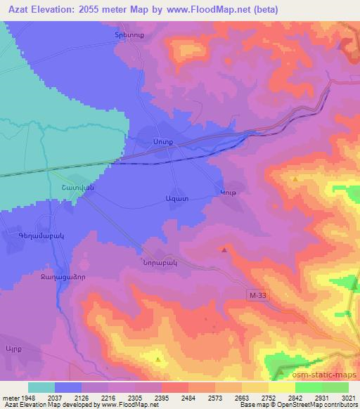 Azat,Armenia Elevation Map