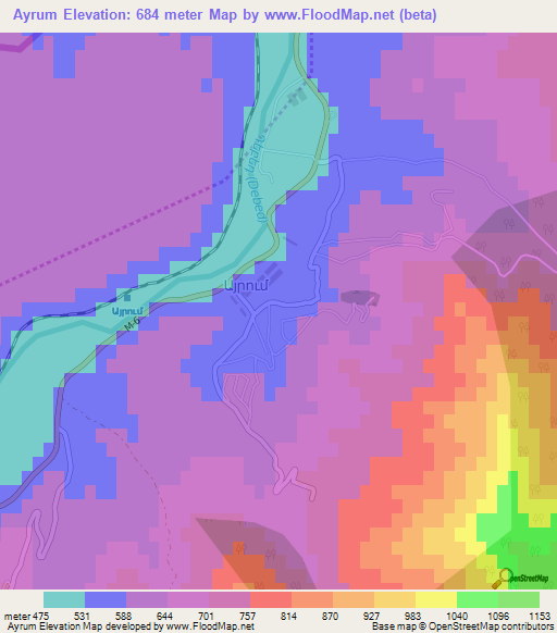 Ayrum,Armenia Elevation Map