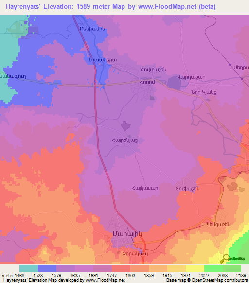 Hayrenyats',Armenia Elevation Map