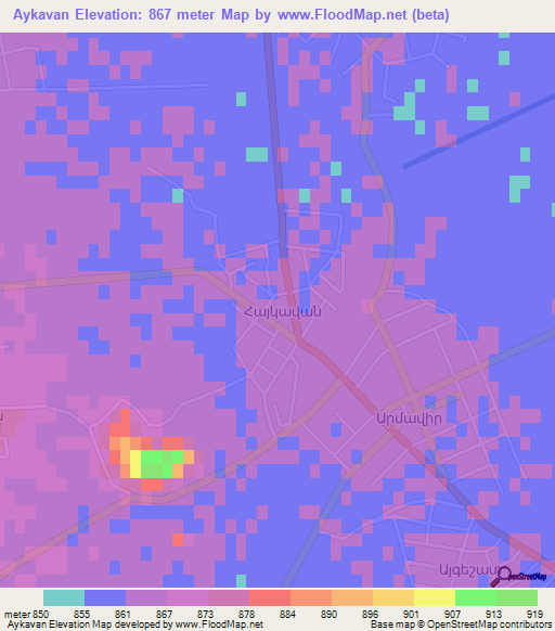 Aykavan,Armenia Elevation Map