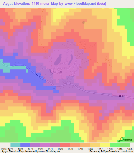 Aygut,Armenia Elevation Map