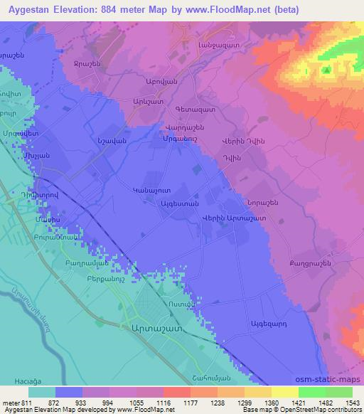 Aygestan,Armenia Elevation Map
