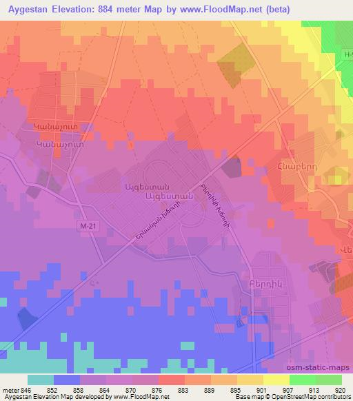 Aygestan,Armenia Elevation Map