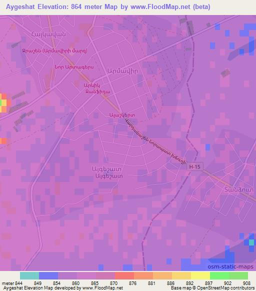 Aygeshat,Armenia Elevation Map