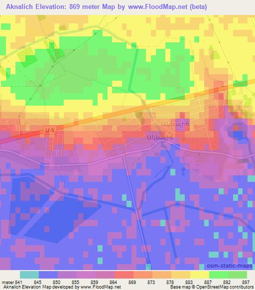 Aknalich,Armenia Elevation Map