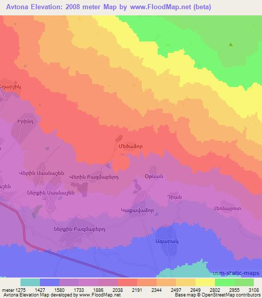 Avtona,Armenia Elevation Map
