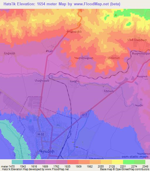 Hats'ik,Armenia Elevation Map