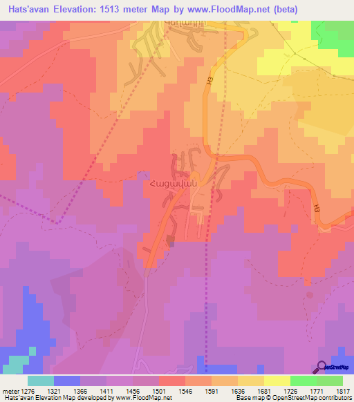 Hats'avan,Armenia Elevation Map