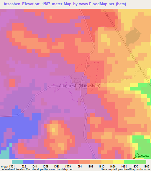 Atsashen,Armenia Elevation Map