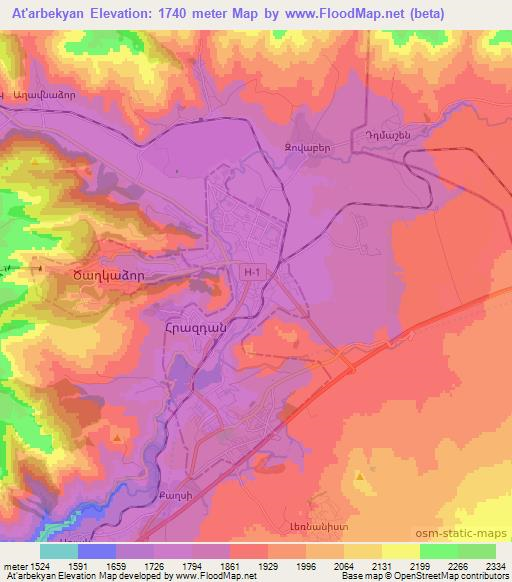 At'arbekyan,Armenia Elevation Map