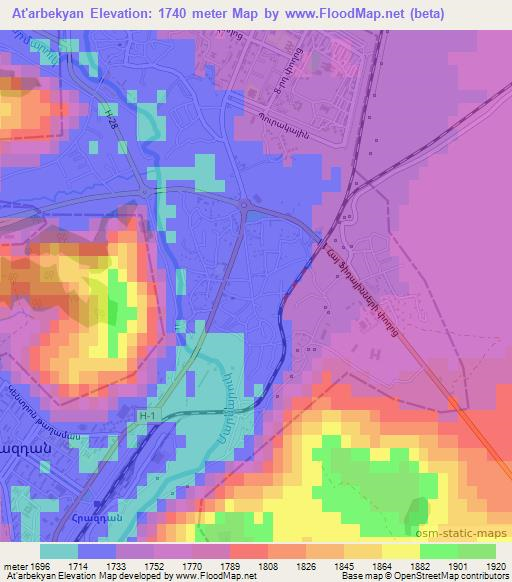 At'arbekyan,Armenia Elevation Map