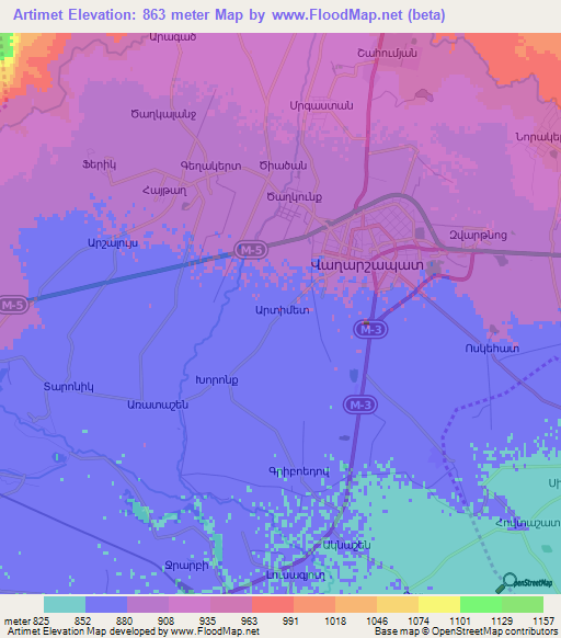 Artimet,Armenia Elevation Map