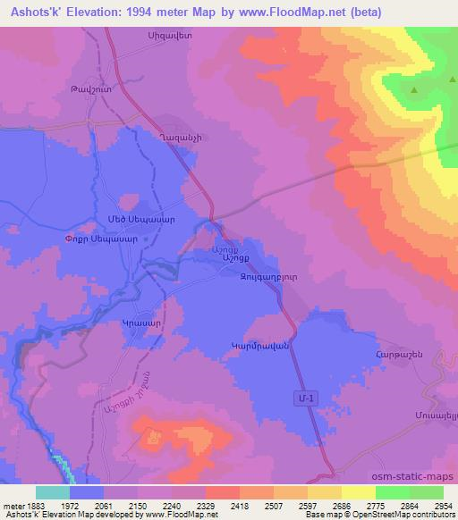 Ashots'k',Armenia Elevation Map
