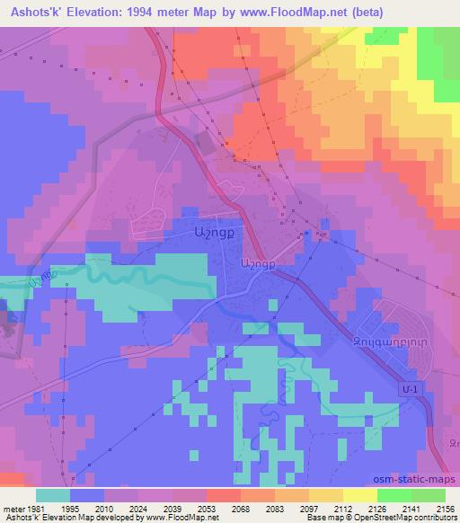 Ashots'k',Armenia Elevation Map