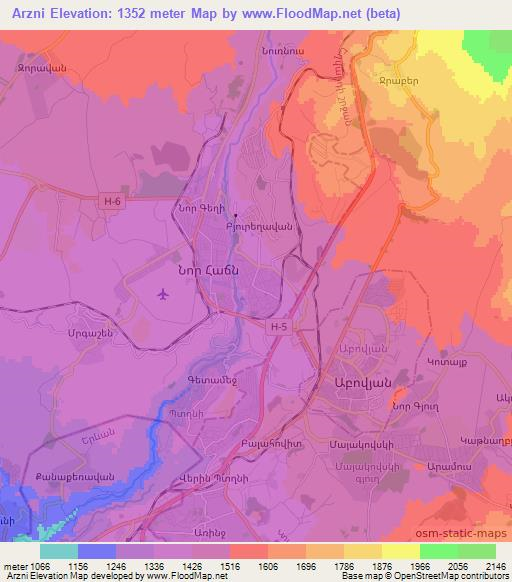 Arzni,Armenia Elevation Map