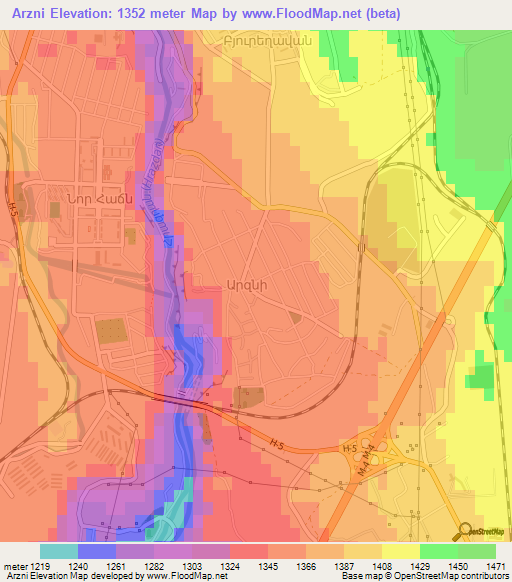 Arzni,Armenia Elevation Map