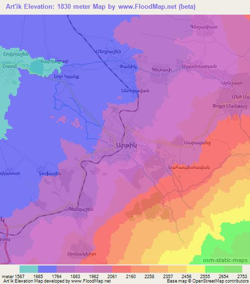 Art'ik,Armenia Elevation Map