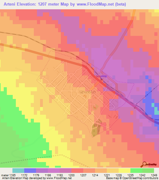 Arteni,Armenia Elevation Map