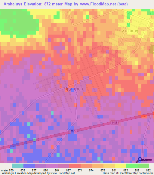 Arshaluys,Armenia Elevation Map