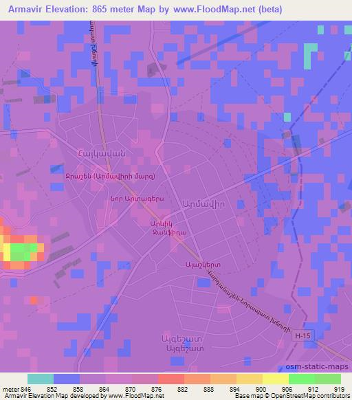 Armavir,Armenia Elevation Map