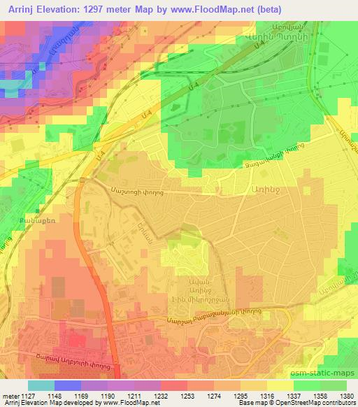 Arrinj,Armenia Elevation Map