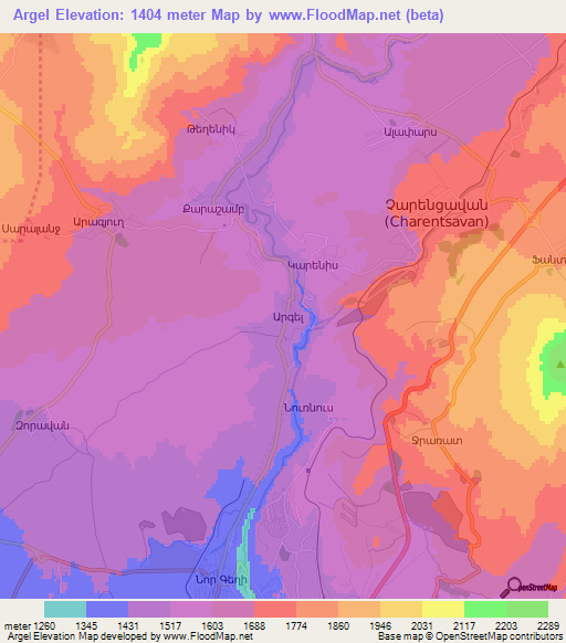 Argel,Armenia Elevation Map