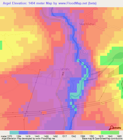 Argel,Armenia Elevation Map