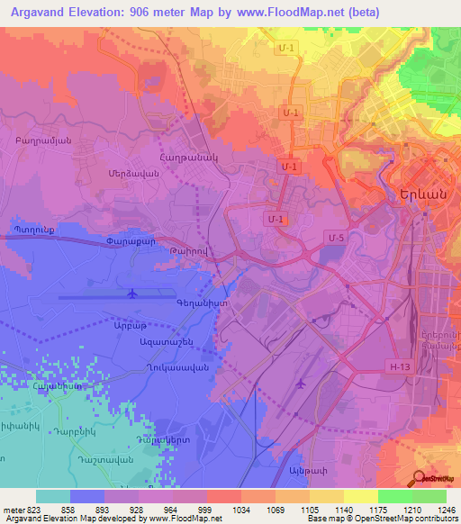 Argavand,Armenia Elevation Map