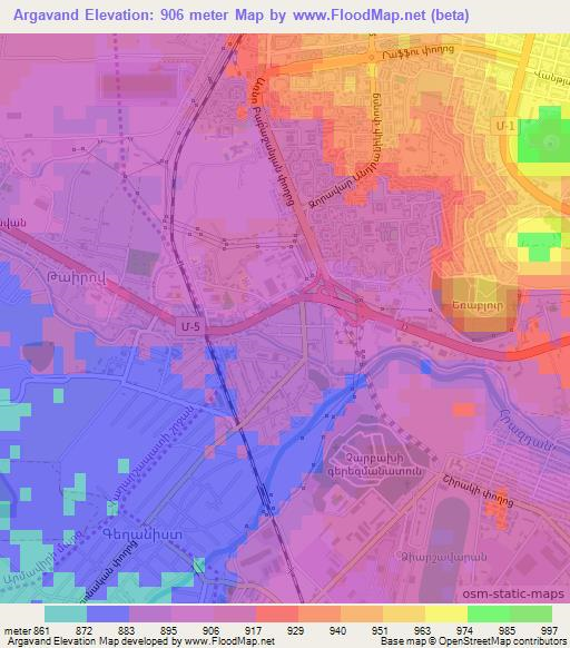 Argavand,Armenia Elevation Map