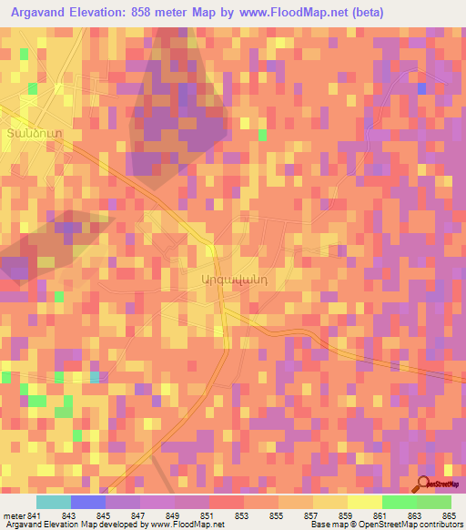Argavand,Armenia Elevation Map