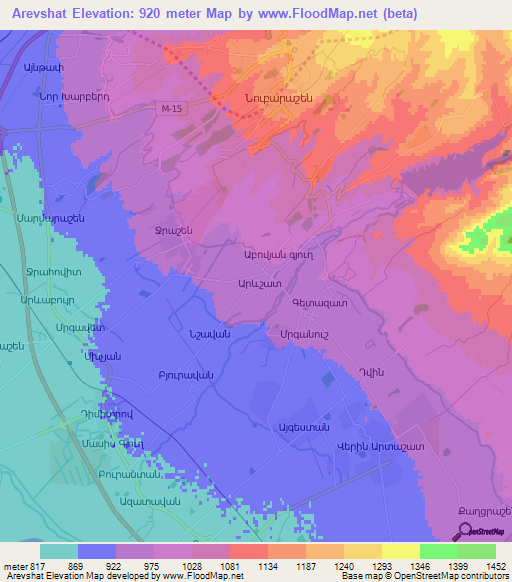 Arevshat,Armenia Elevation Map