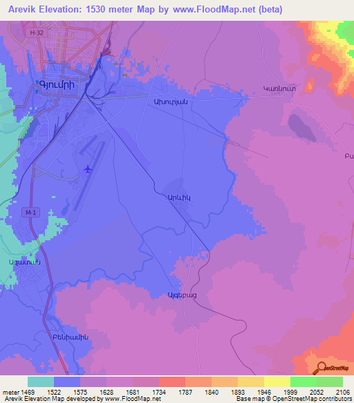 Arevik,Armenia Elevation Map