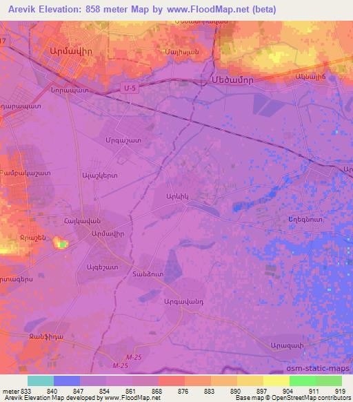 Arevik,Armenia Elevation Map