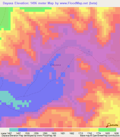 Dayaxa,Somalia Elevation Map