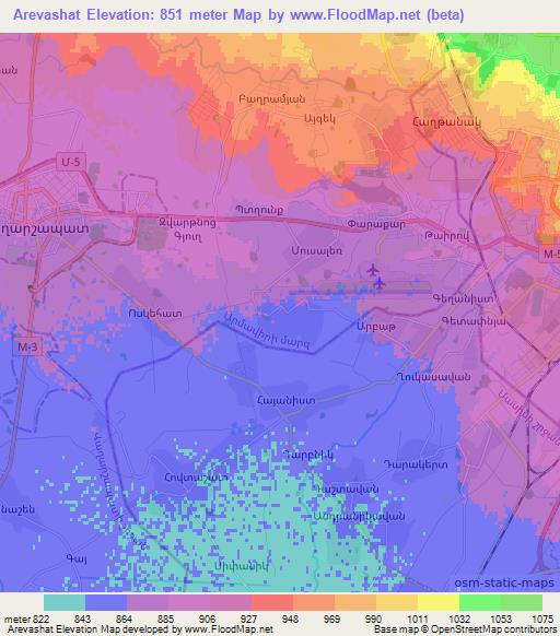 Arevashat,Armenia Elevation Map