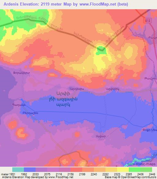 Ardenis,Armenia Elevation Map
