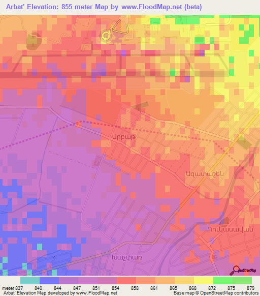 Arbat',Armenia Elevation Map