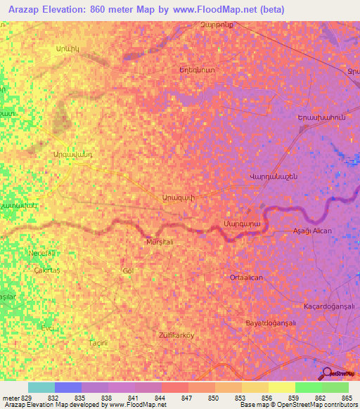 Arazap,Armenia Elevation Map