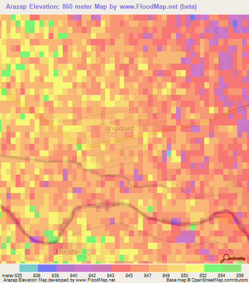Arazap,Armenia Elevation Map