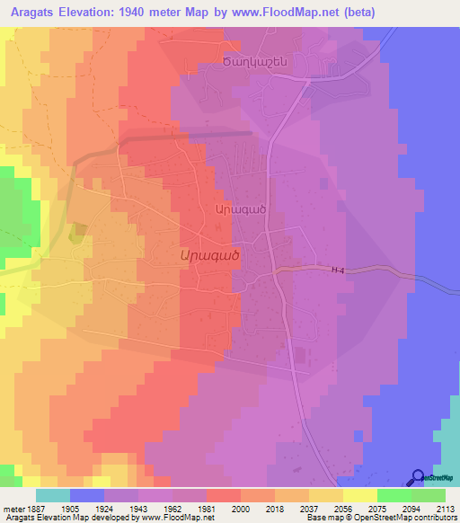 Aragats,Armenia Elevation Map