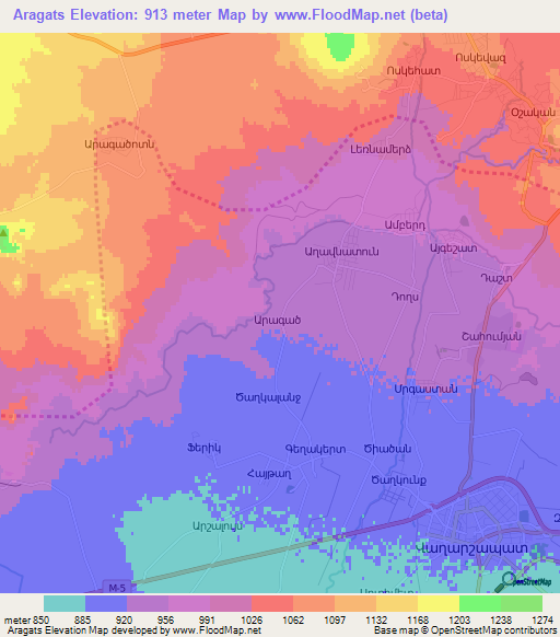 Aragats,Armenia Elevation Map