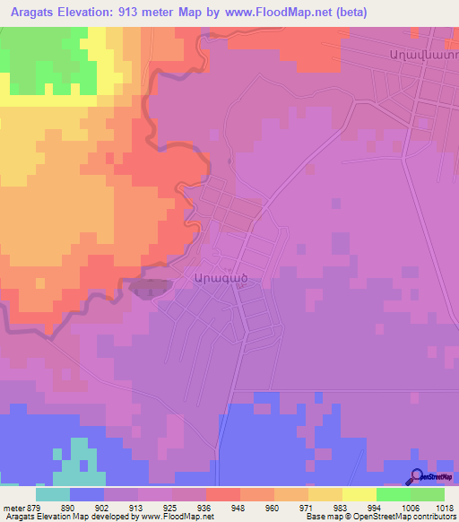 Aragats,Armenia Elevation Map
