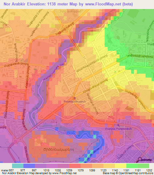 Nor Arabkir,Armenia Elevation Map