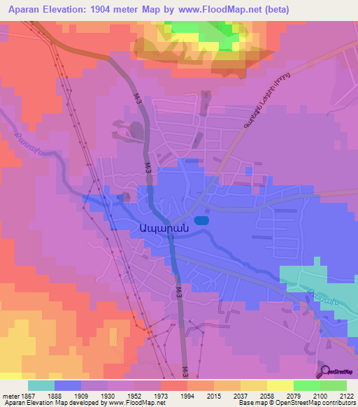 Aparan,Armenia Elevation Map