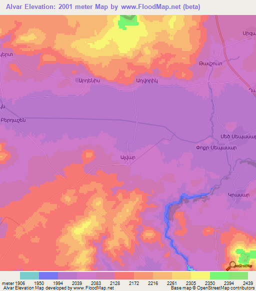 Alvar,Armenia Elevation Map