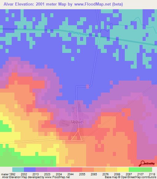 Alvar,Armenia Elevation Map