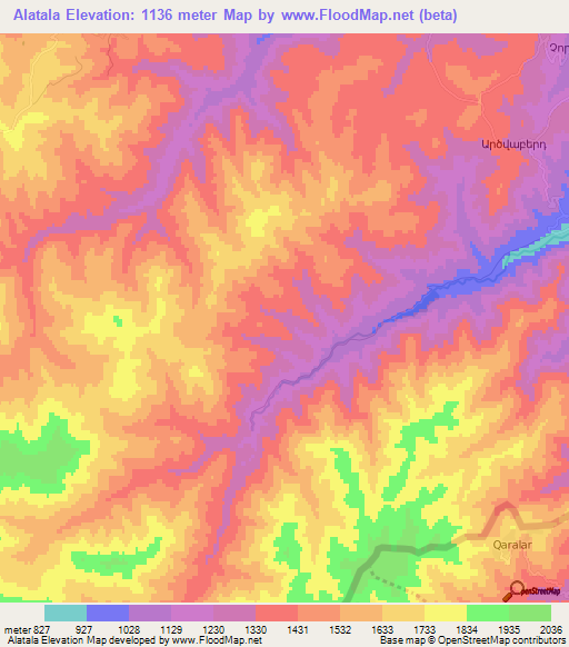 Alatala,Armenia Elevation Map